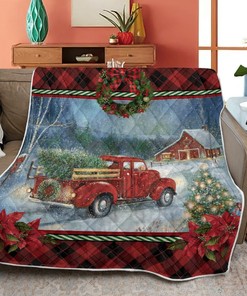 Adorable Red Truck in the Night Quilt Blanket for Christmas Gift - Soft and Cozy