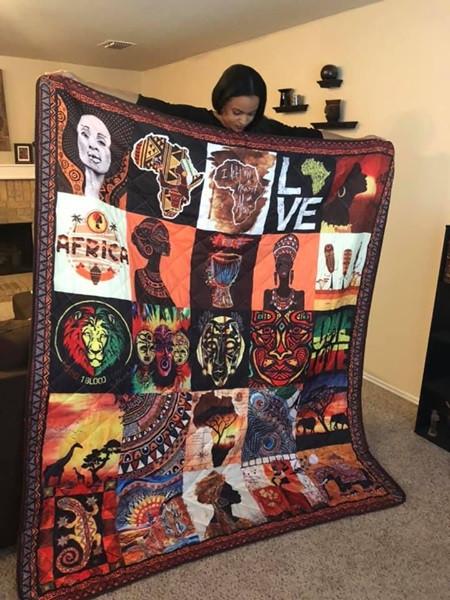 African Culture Patterned Quilt Blanket for Extra Warmth