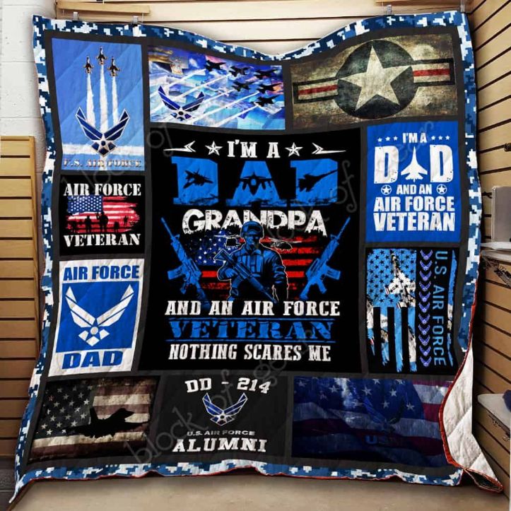Air Force Veteran Grandpa Quote Quilt Bedding Set for Families