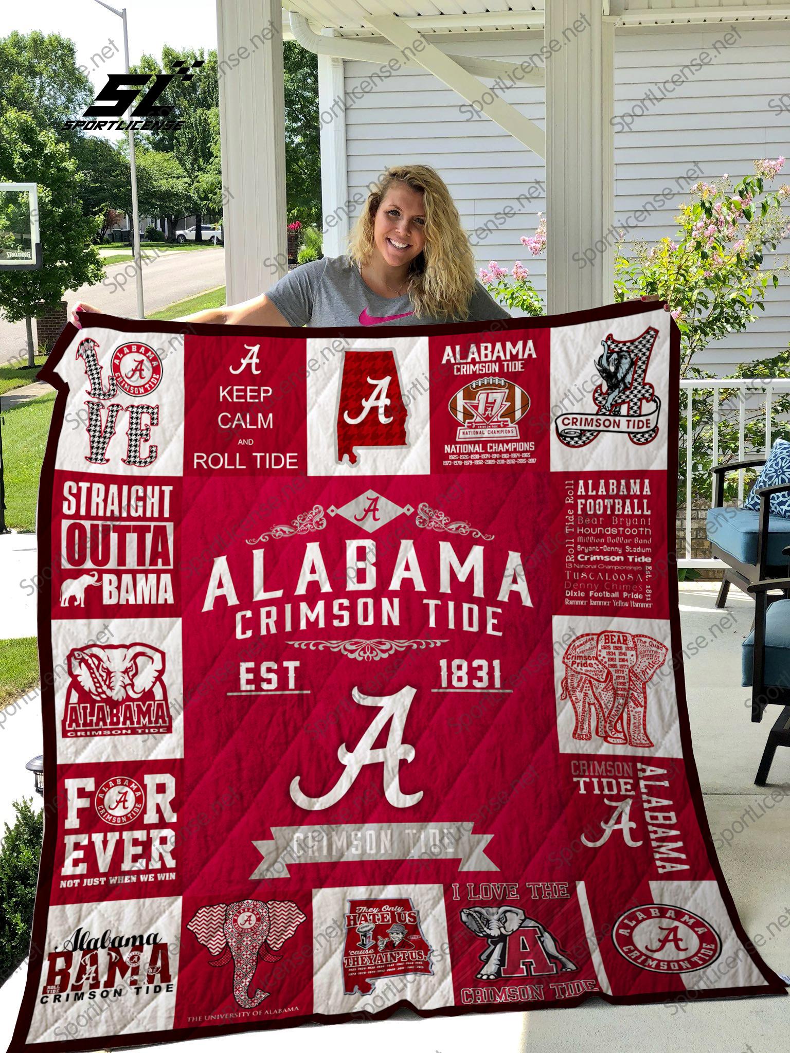 Alabama Crimson Tide quilt blanket DUP with Bed Set Cute
