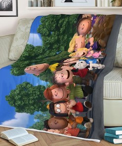 All Characters of Peanuts in One Comfy Sofa Throw Blanket Gift - Perfect for Snoopy Lovers