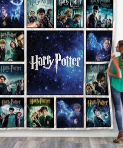 All The Seasons of Harry Potter Movies Printed On a Cozy Quilt Blanket
