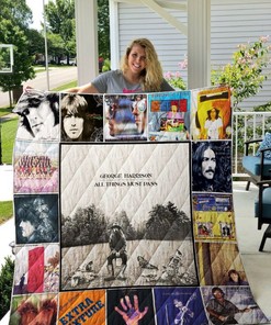 All Things Must Pass George Harrison Collection Quilt Bedding Set with Quilt Blanket, Great Gifts for Music Lovers