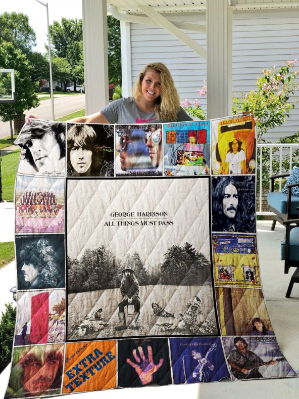 All Things Must Pass George Harrison Collection Quilt Bedding Set with Quilt Blanket, Great Gifts for Music Lovers