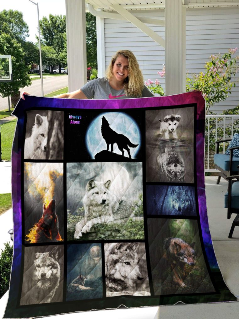 Alone Wolf Picture Collection: Quilt Bedding Set with Fleece Blanket for Wolf Lovers