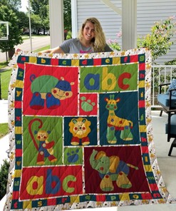 Alphabet Animals Baby Quilt Blanket with Unique and Adorable Animal Prints