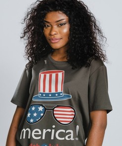 America! 4th of July Shirt with patriotic themes, playing with flag motifs and Independence Day references
