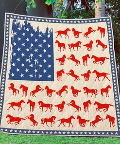 American Flag Horse Quilt Bed Set