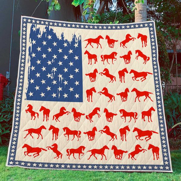 American Flag Horse Quilt Bed Set