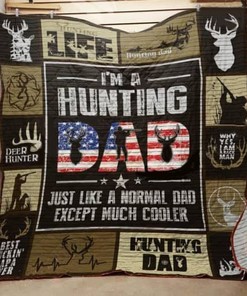 American Flag Hunting Dad Quilt Bedding Set