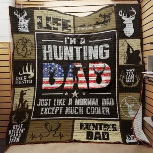 American Flag Hunting Dad Quilt Bedding Set