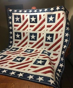 American Flag Pattern Quilt Bedding Set for Boys with Quilt Blanket