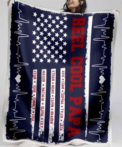 American Flag Personalized Blanket for Papa Birthday - Celebrate Patriotic Love
