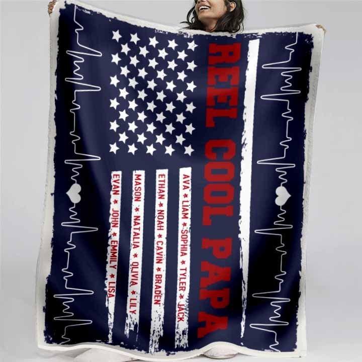American Flag Personalized Blanket for Papa Birthday - Celebrate Patriotic Love