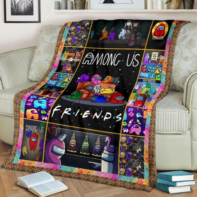Among Us Friends Fleece Blanket Gift for Fan, Premium Comfy Sofa Throw Blanket Gift