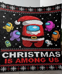 Among Us Santa Claus Quilt Blanket - Celebrate the holidays with this festive Among Us Santa Claus quilt blanket