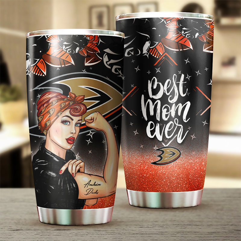 Anaheim Ducks NHL Tumbler: Strong Mom Tumbler with NHL Logo, Perfect for Dedicated Fans