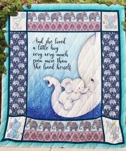 And She A Little Boy Elephant Mom And Baby Bed Set for Girls with Quilt Blanket