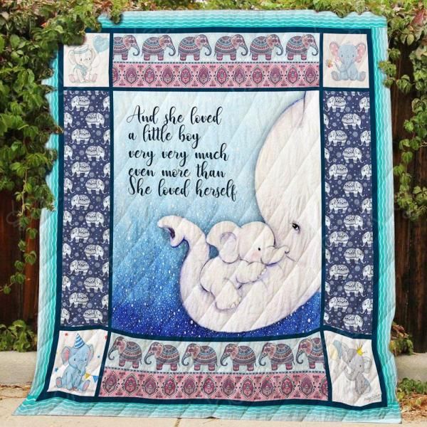 And She A Little Boy Elephant Mom And Baby Bed Set for Girls with Quilt Blanket