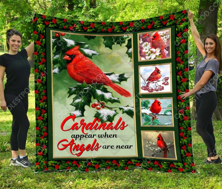 Angels Appear When Cardinals Are Near Quilt Blanket - Perfect Gift for Cardinals Fans