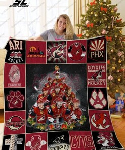 Arizona Coyotes Christmas Tree Quilt Bedding Set with Hockey Design