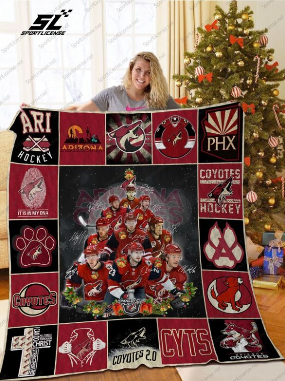 Arizona Coyotes Christmas Tree Quilt Bedding Set with Hockey Design
