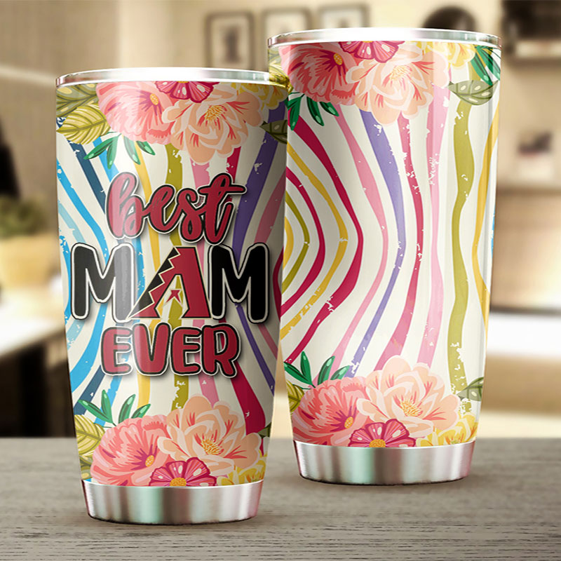 Arizona Diamondbacks Best Mom Ever Flower MLB Tumbler with Blooming Style - Image 2