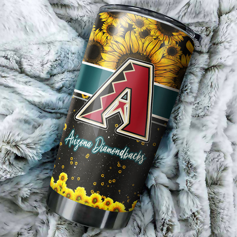 Arizona Diamondbacks MLB Tumbler with Beautiful Sunflower Design and MLB Logo