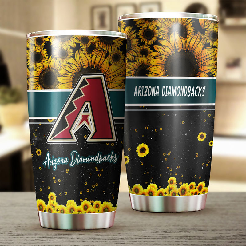 Arizona Diamondbacks MLB Tumbler with Beautiful Sunflower Design and MLB Logo - Image 2
