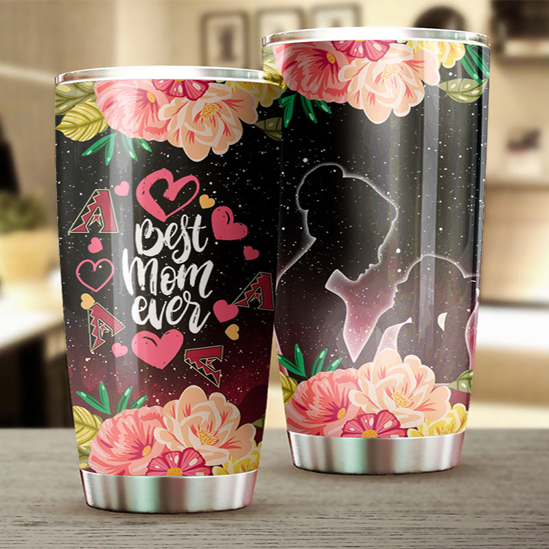 Arizona Diamondbacks MLB Tumbler with Cool Flower Design - Perfect Gift for Moms who Love Baseball - Image 2
