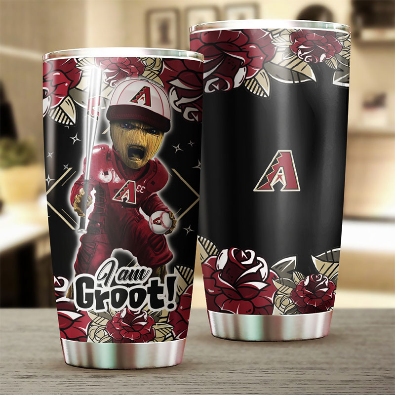 Arizona Diamondbacks MLB Tumbler with I Am Groot quote and custom MLB logo - Image 2