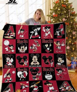 Arizona I Am On D-backs Mickey Quilt Blanket - MLB Arizona Diamondbacks Mickey Mouse Quilt Bedding Set