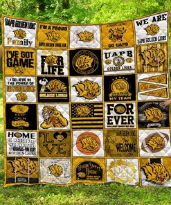 Arkansas Pine Bluff Golden Lions Quilt Blanket, Perfect for Sports Fans