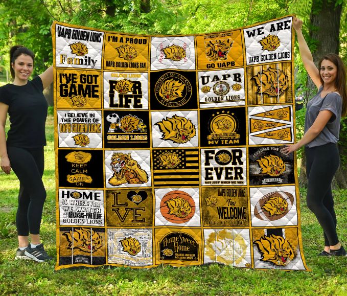 Arkansas Pine Bluff Golden Lions Quilt Blanket, Perfect for Sports Fans