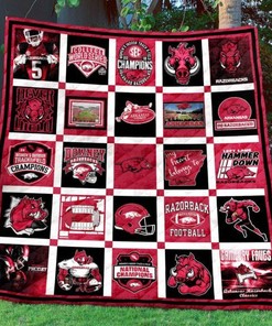 Arkansas Razorbacks Quilt Blanket TH1507 with Quotes, Bed Set Queen