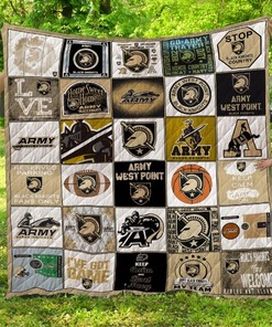 Army Black Knights Quilt Blanket LC5 with Quotes, Bed Set Queen