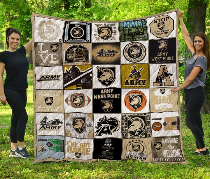 Army Black Knights Quilt Blanket LC5 with Quotes, Bed Set Queen