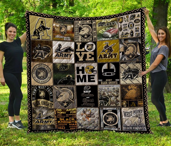 Army Black Knights Quilt Blanket with Cute Full Size Quilt Bed Set
