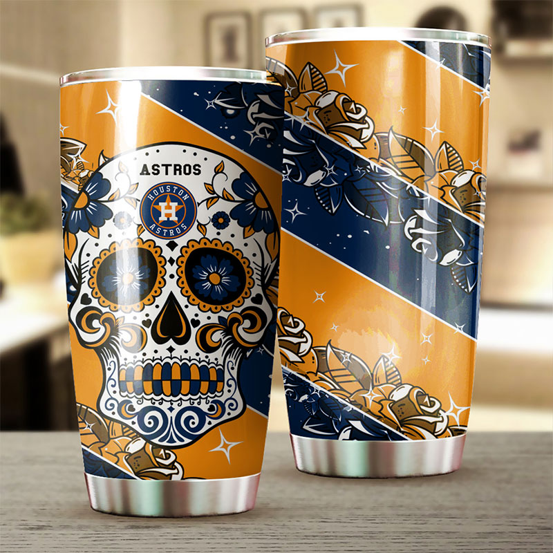 Astros Skull MLB Tumbler with Personalized Engraving