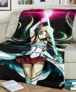 Asuna Sword Art Best Seller Fleece Blanket Gift For Fan, Premium Comfy Sofa Throw Blanket Gift for Anime Lovers