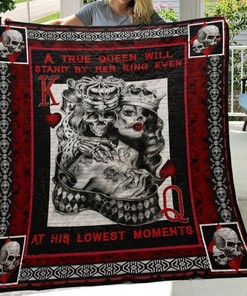 At His Lowest Moment with Skull Husband and Wife Quilt Blanket - Perfect Gifts for Couples
