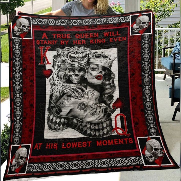 At His Lowest Moment with Skull Husband and Wife Quilt Blanket - Perfect Gifts for Couples