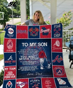 Atlanta Braves For Fan To My Son Quilt Blanket for Baseball Fans