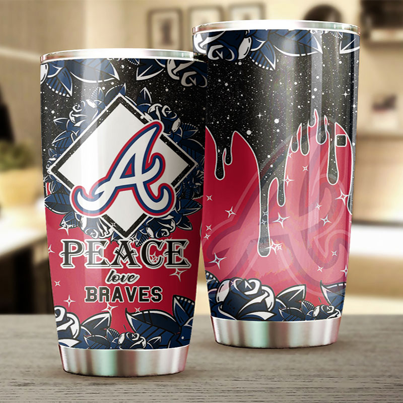 Atlanta Braves MLB Tumbler - Peace and Love Edition - Image 2