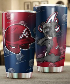 Atlanta Braves MLB Tumbler with Adorable Dog Design for Dog-loving Baseball Fans