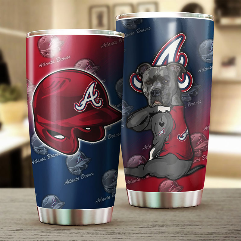Atlanta Braves MLB Tumbler with Adorable Dog Design for Dog-loving Baseball Fans