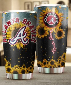 Atlanta Braves MLB Tumbler with Sunflower Sunshine Design and MLB Logo