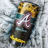 Atlanta Braves MLB Tumbler with beautiful sunflower and MLB logo for devoted fans