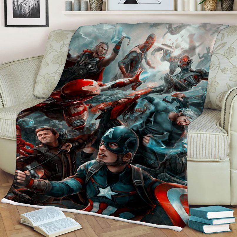 Avenger Marvel Gift for Fan Comfy Sofa Throw Blanket Gift, Cute Full Size Quilt Bed Set