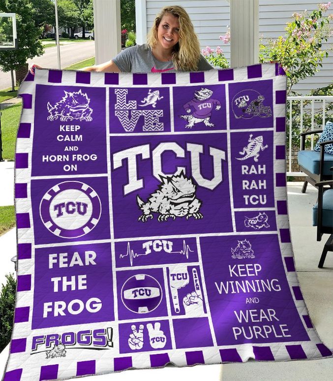 B270515 TCU Horned Frogs Quilt Bedding Set with Sporty Design